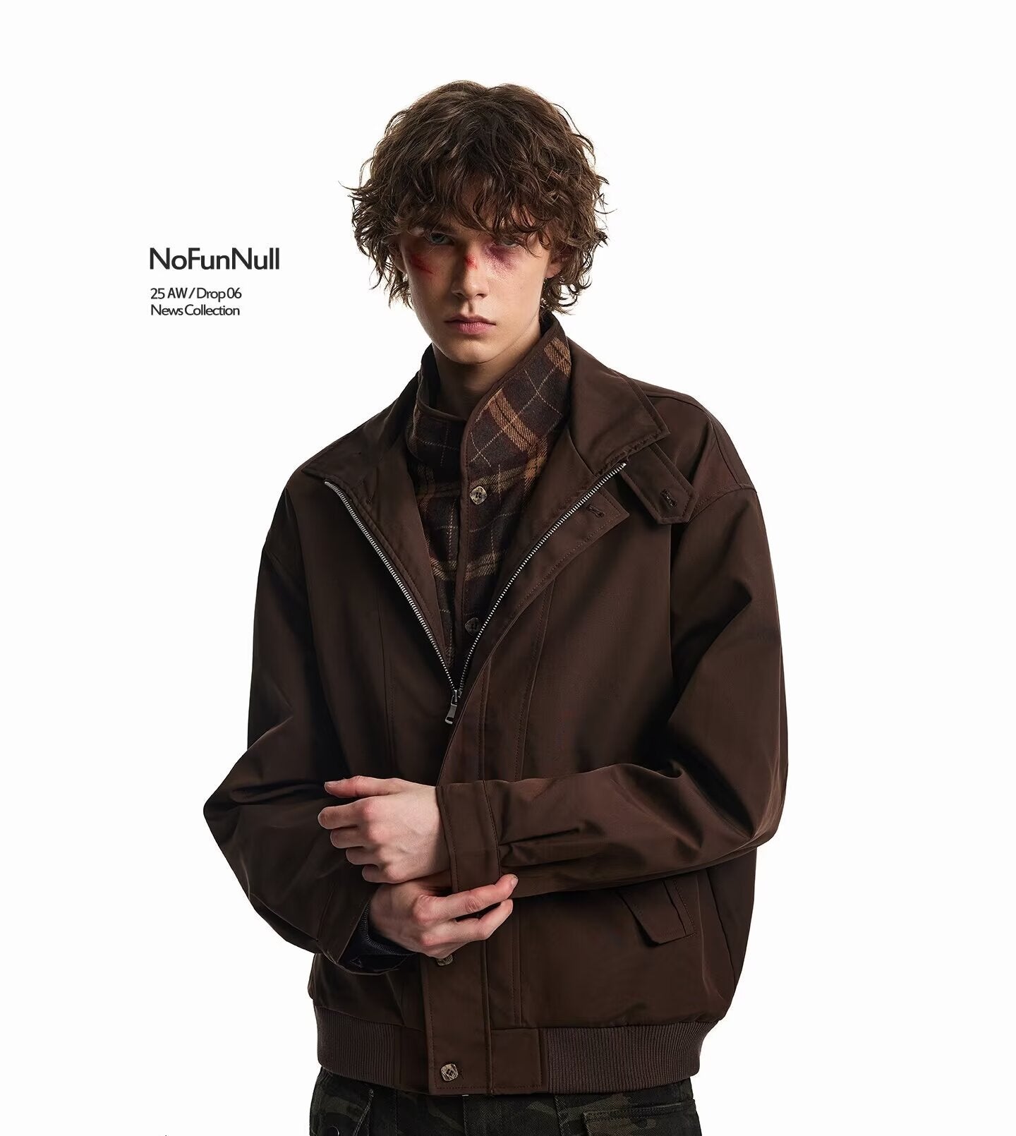 Plaid Patchwork Turn-Down Collar Baseball Jacket High-Street Vintage Barn Style Coat