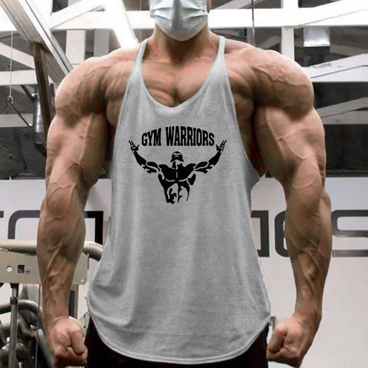 Muscle Man Fitness Training Outfit Pure Cotton Tank Top With Thin Shoulder Straps
