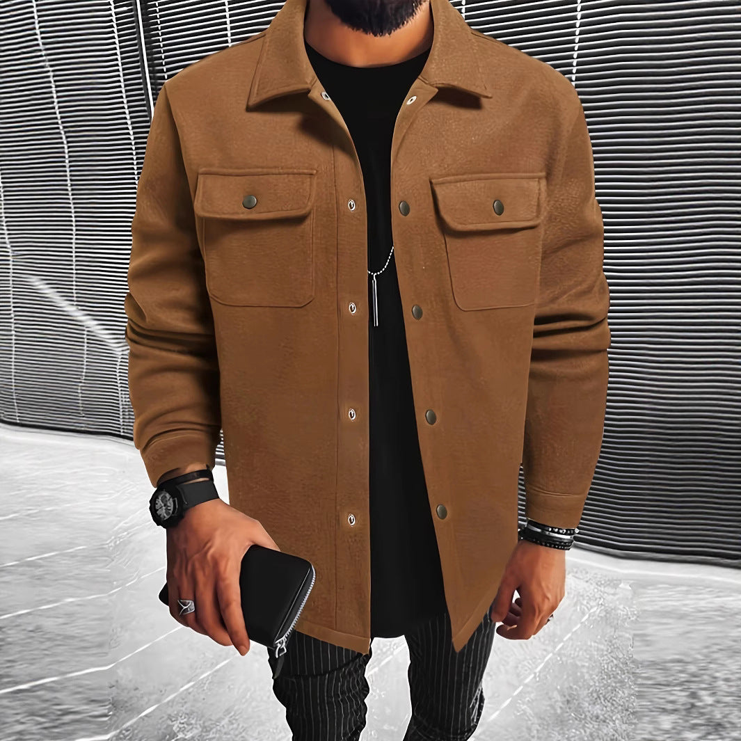 Nouveau manteau pour hommes à boutonnage, avec poches à rabat