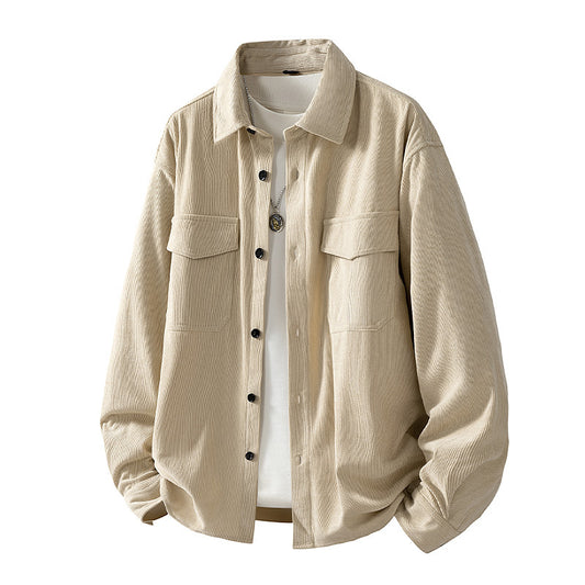 Mens Pocketed Padded Vintage Corduroy Long-Sleeve Jacket
