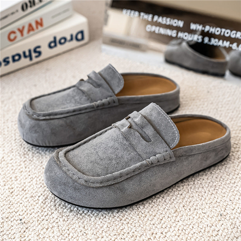 Mules décontractées en daim rétro et confortables, à la mode.