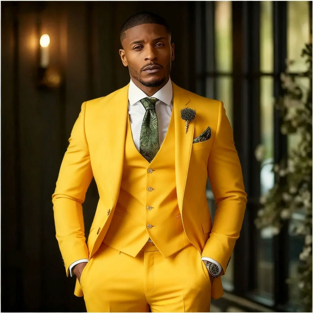 Men's Fashionable Casual Slim-Fit Three-Piece Suit
