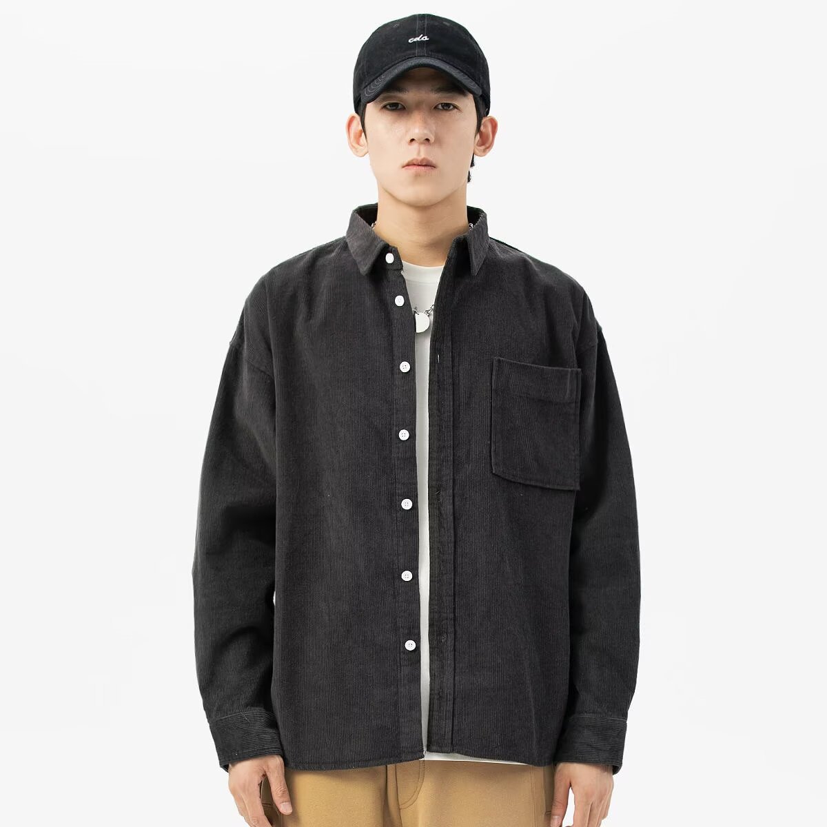 Retro Corduroy Long-Sleeve Shirt Men's Autumn Japanese Style