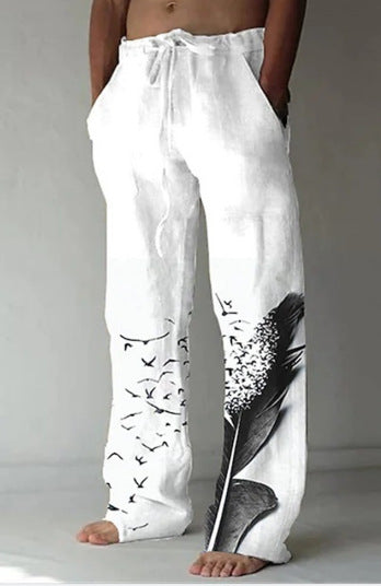Men's Fashionable Casual Printed Wide-Leg Pants
