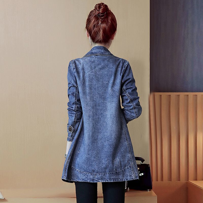 New Stylish Minimalist Denim Jacket Womens Blazer-Style Jacket With A Suit Collar