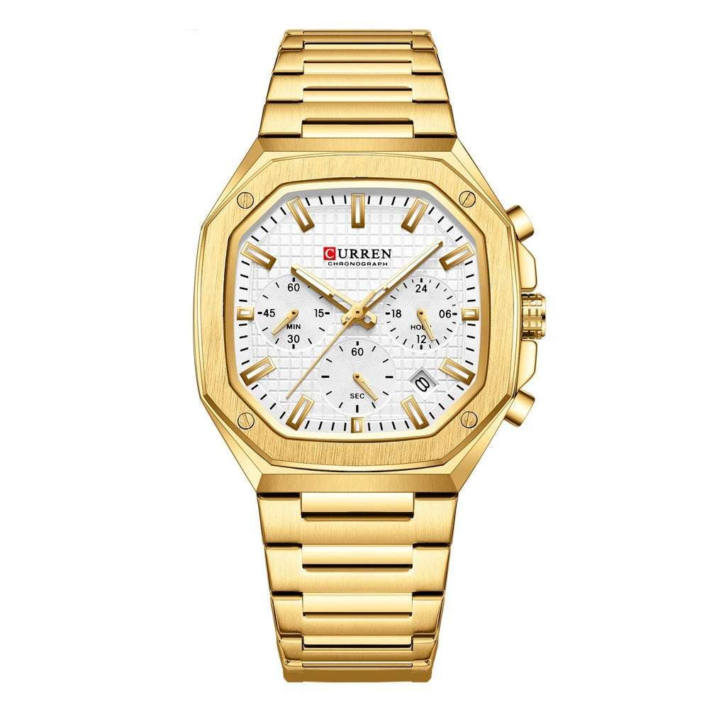 Unisex Small Dial Six-Hand Multi-Function Waterproof Calendar Couples Watch For Men