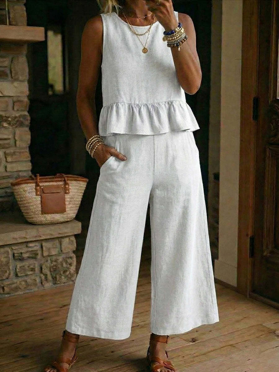 Ensemble "Urban Flow" -Top a Volants & Pantalon 3/4