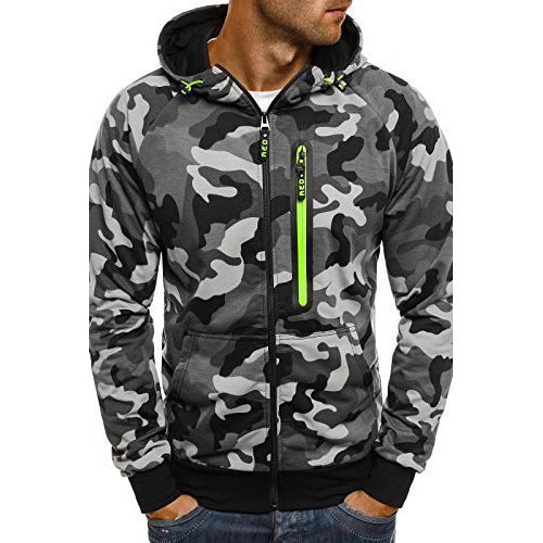 Men's Casual Hooded Zip-Up Sweatshirt Jacket