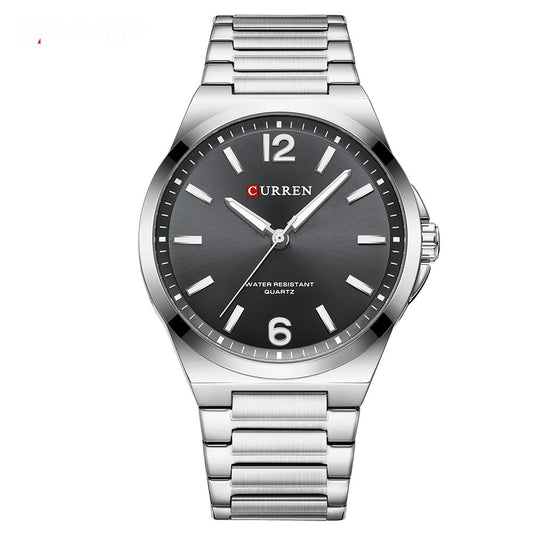 Men's Simple Waterproof Quartz Wristwatch With Steel Band Business Style
