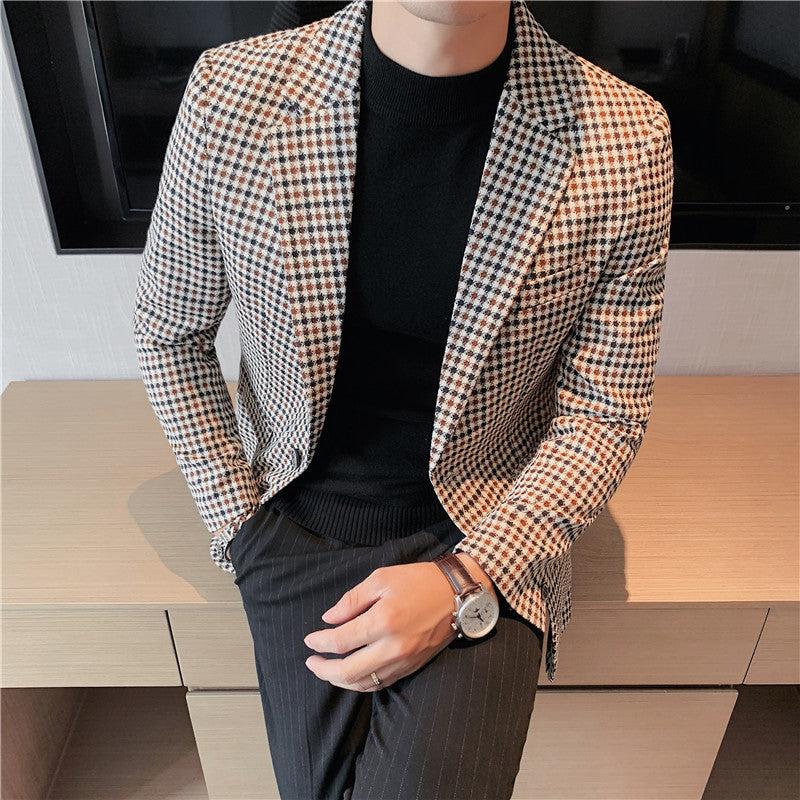 Men's Spring New Houndstooth Suit Jacket