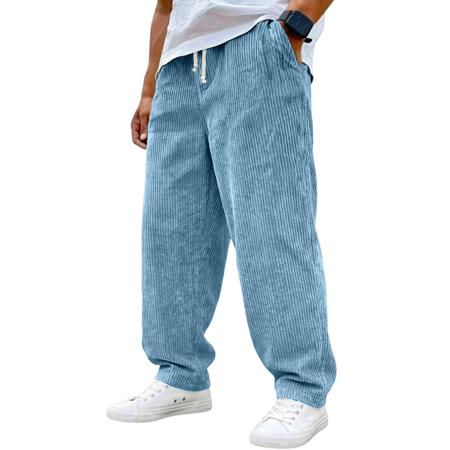 Retro Corduroy Stretch Waist Drawstring Pants