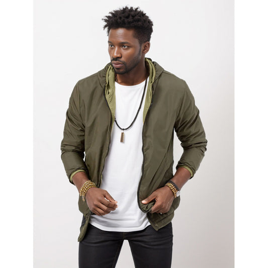 Mens Clothing Solid Color Zipper Reversible Trendy Coat
