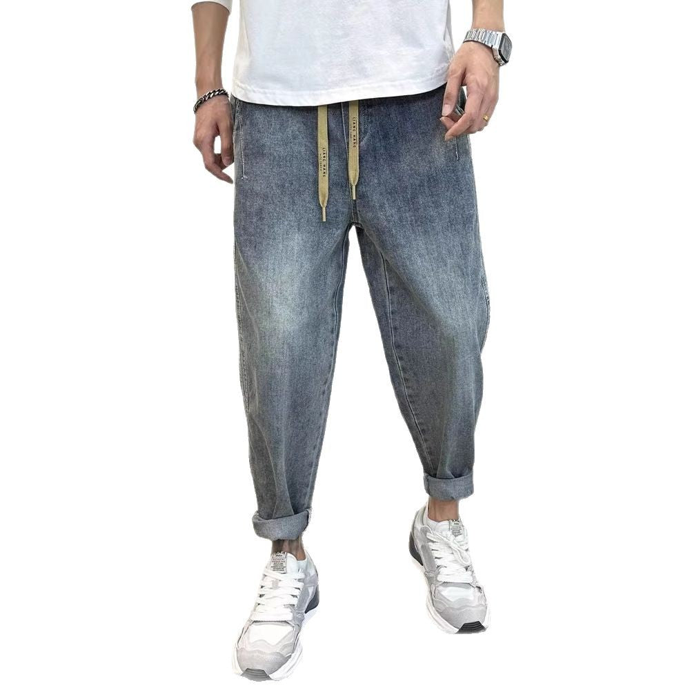 Men's Loose-fit Harem Jeans With Elastic Waist