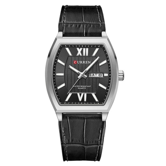 Dual-calendar Casual Leather Wristwatch Couples Watch