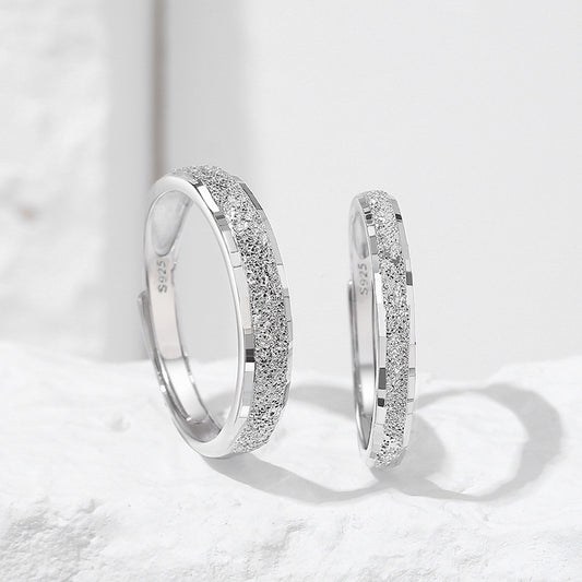 S925 Sterling Silver With You Plain Band Couple Rings, Niche Design Pair Rings, Minimalist Light Luxury & Versatile, Ideal For Gift