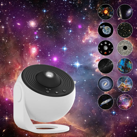 Projecteur de galaxie et veilleuse étoilée : lampe de planétarium avec rotation à 360°, idéale pour chambre d'enfant, cadeau de Saint-Valentin ou décoration de mariage.