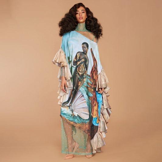 Robe "Aura Print" Épaules Dénudées &Imprimé Floral