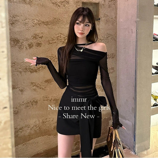 Pure Seductive Mesh Long-Sleeve Bodycon Tube Top