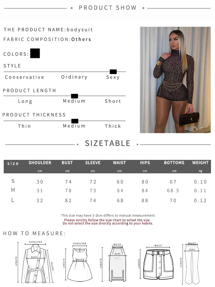 Sisterlinda Collection Printemps : Combinaisons sexy style "high street", barboteuses moulantes à col montant et motif léopard pour jeunes femmes.
