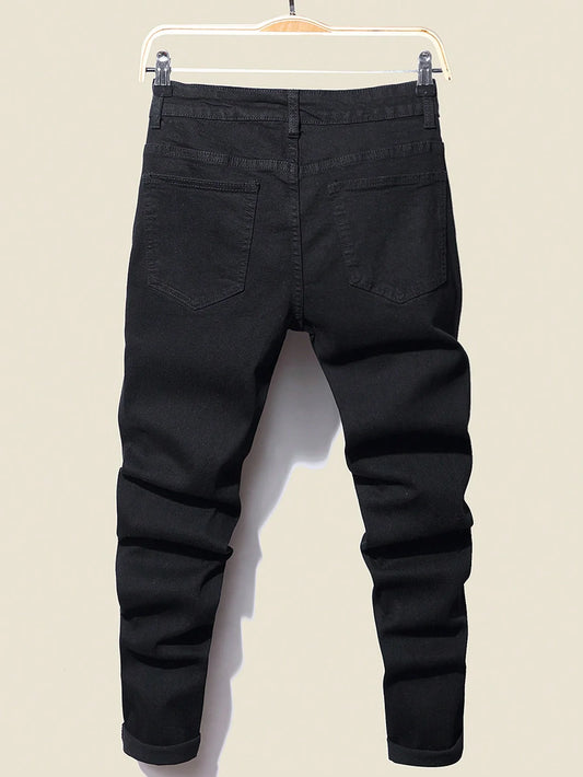 Jean Slim en Denim Lourd Stretch LVCCCI'S – Style Preppy & Finitions Lettrées