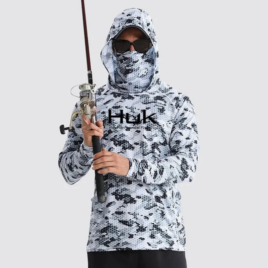 Men's Fishing hooded sweatshirt Fishing UV protection hoodie Camiseta De Pesca clothing hooded top grey white
