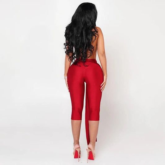 Patchwork Halter Romper Women Ribbon Sleeveless Elastic Backless Workout Activewear Midnight Activity Slim Playsuits