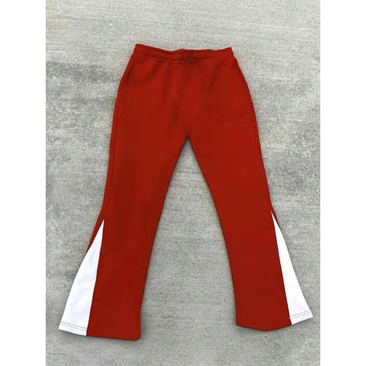 Men's Casual Street Style Trendy Cross Print Fashionable Slightly Flared Black and White Color-Block Design Sweatpants Men Pants