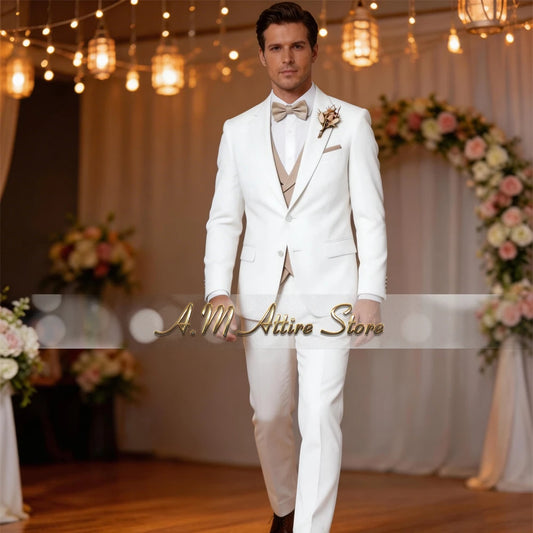Costume de Mariage & Banquet – Coupe Droite, Élégance Printemps-Automne (Origine France)