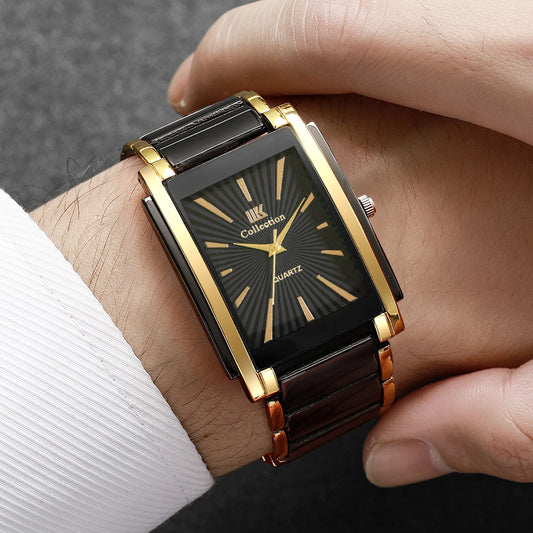 4PCS Luxury Men Business Watches Jewelry Set Fashion Rectangle Dial Male Quartz Watch Reloj Hombre(Without Box)