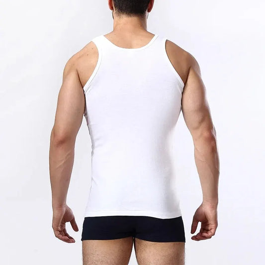 1/3 Pieces Men's Solid Color Basic Cotton Vest Youth Slim Exercise Sweat-absorbent T-shirt Middle-aged Comfortable Bottoming