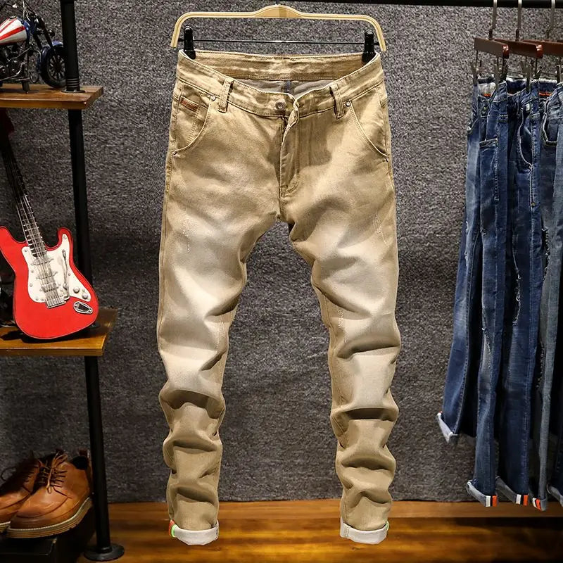 Jean Slim Déchiré Usé Tsingyi – Style Casual, Effet Moustache & Confort Stretch
