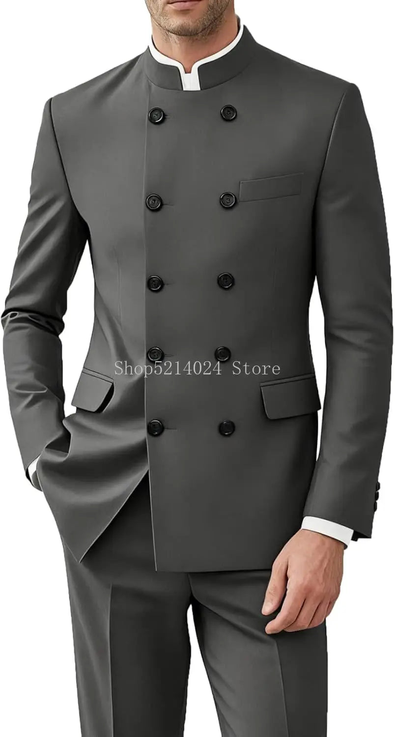 Men 2 Pieces Suit Suits for Men Gold Button Jacket Pant Set Traditional Wedding
