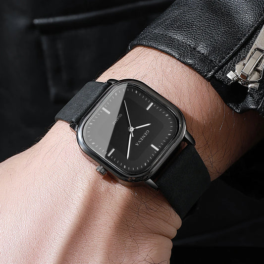Fashion Square Dial Men's Watches Minimalist Quartz Watch Casual Leather Strap Wristwatch Reloj Hombre(Without Box)
