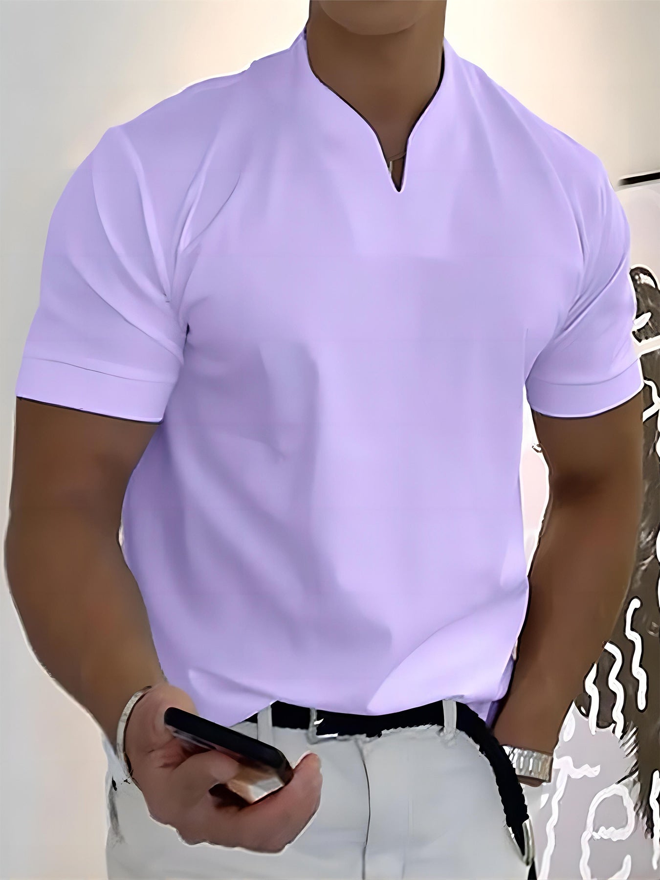 Men's Athletic T-Shirt Elastic Cotton Short-Sleeve Summer