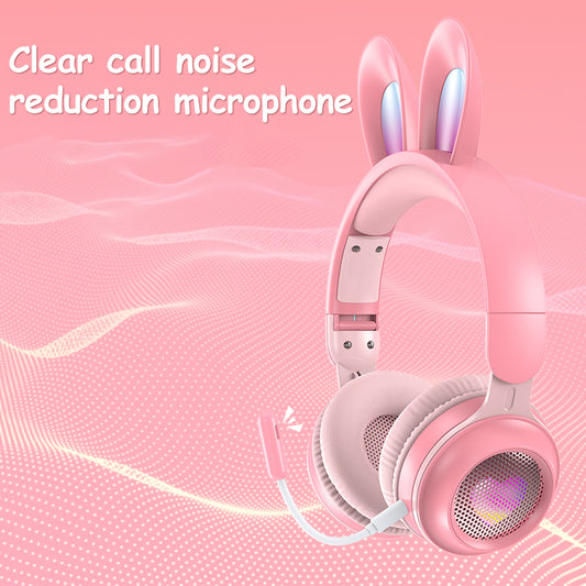 Casque sans fil avec oreilles de lapin : lumineux, extensible et avec micro intégré.