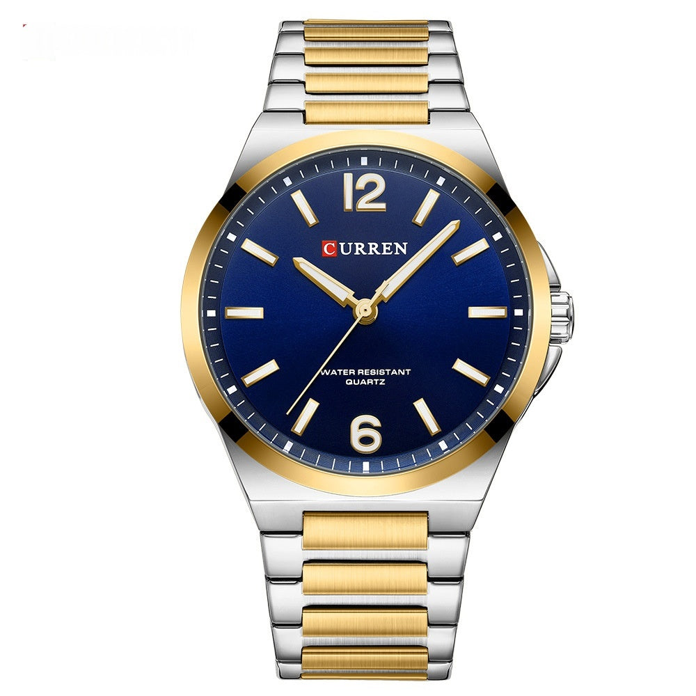Men's Simple Waterproof Quartz Wristwatch With Steel Band Business Style