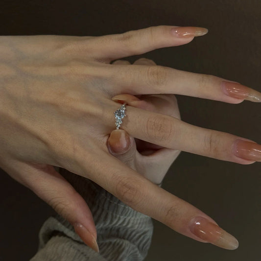 S925 Sterling Silver Berlin Love Letter Zircon Open Ring For Women, Luxury Shiny Zircon, Elegant & Versatile Commute Ring