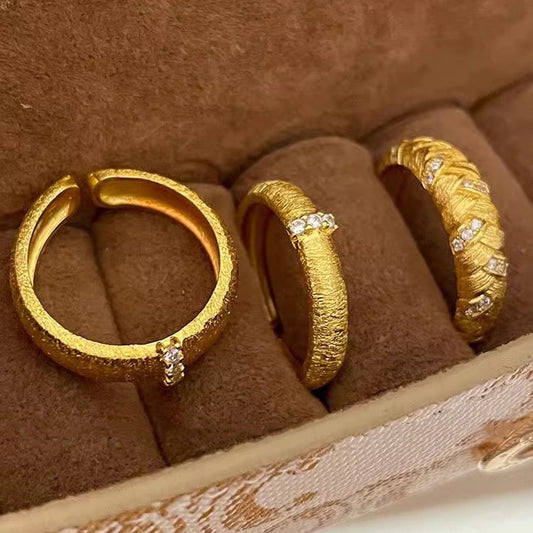 S925 Sterling Silver Brushed Woven Wheat Ear Ring For Women, Light Luxury Vintage Style, Heavy Craft Texture Twist Finger Ring