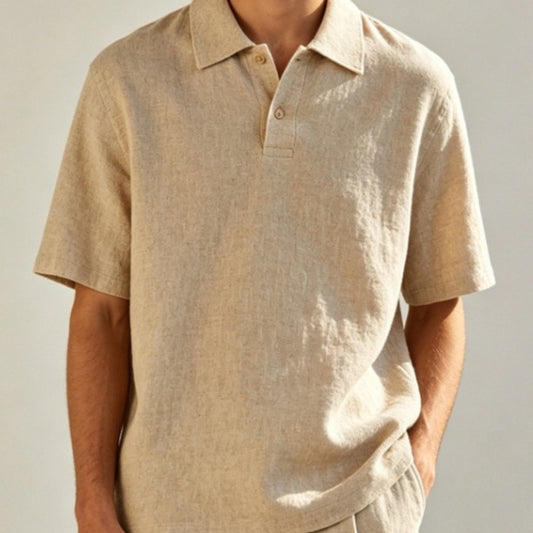 European And American Polyester Men's Short-sleeved Shirts