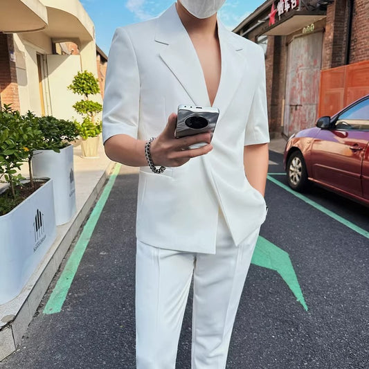 High-end Mens Suit With Three-quarter Sleeves