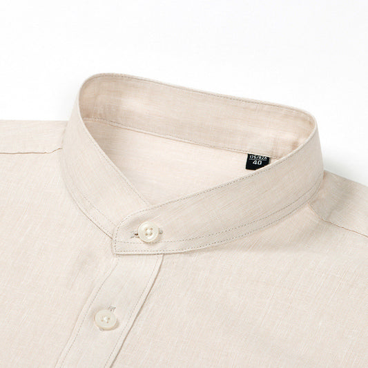 Men's Light-Duty Washed Business-Casual Solid-Color Shirt