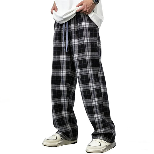 Black And White Checkered Harem Pants For Men