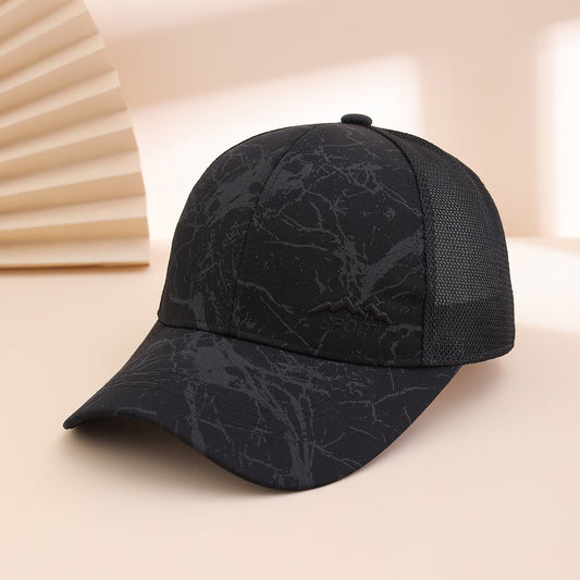 Solid-color Embroidered Mountain Peak Letter Print Patchwork Net Fabric Breathable Wide-brimmed Sunshade Fashionable Casual Baseball Cap For Spring And Summer Outdoor Sports, Fishing.