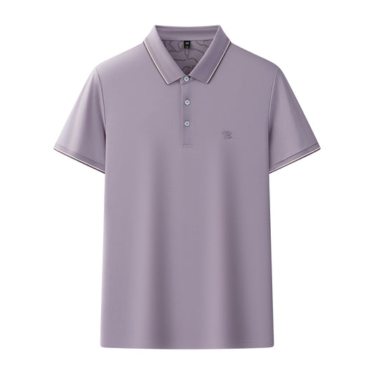 Men's Short-sleeve Lapel Solid-color Top