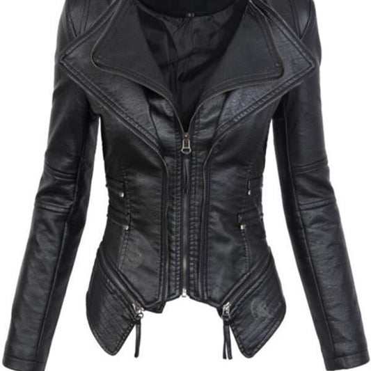 Veste "Onyx Rider" Simili Cuir & Design Patchwork