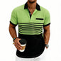 Men's Casual Waffle-Stripe Short-Sleeve Polo Shirt