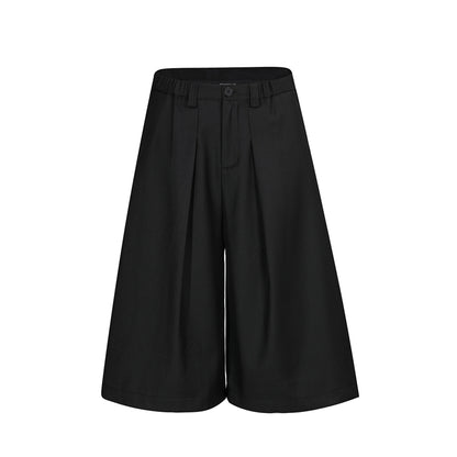 Wide-leg Pleated Draping Mens Suit Pants Shorts