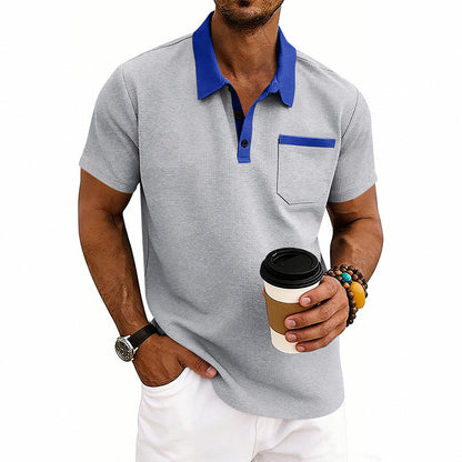 Loose-fit Waffle-Knit Mens Short-Sleeve Polo Shirt