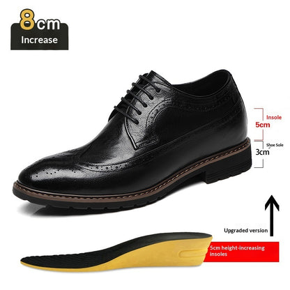 Chaussures Derby rehaussantes de 8 cm pour homme, style britannique (Brogue).