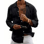 Loose-fit Cardigan With A Lapel Collar Versatile Linen Long-sleeve Shirt